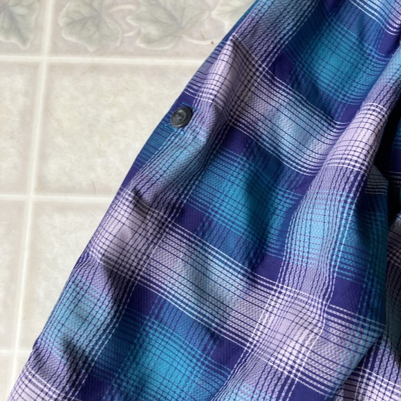 Eddie Bauer Blouse Sz 2XL Classic Fit Long Sleeve SPF50 Button Down Plaid Blue - Picture 2 of 6